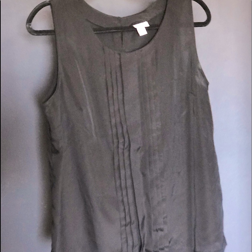 Black Sleeveless Top with Front Pleated Detail Size L